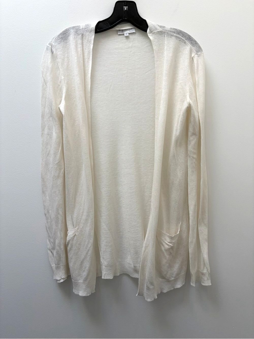 Agnes B. Vintage Cotton Linen Cream Open-Front Lightweight Cardigan Size 1/XS